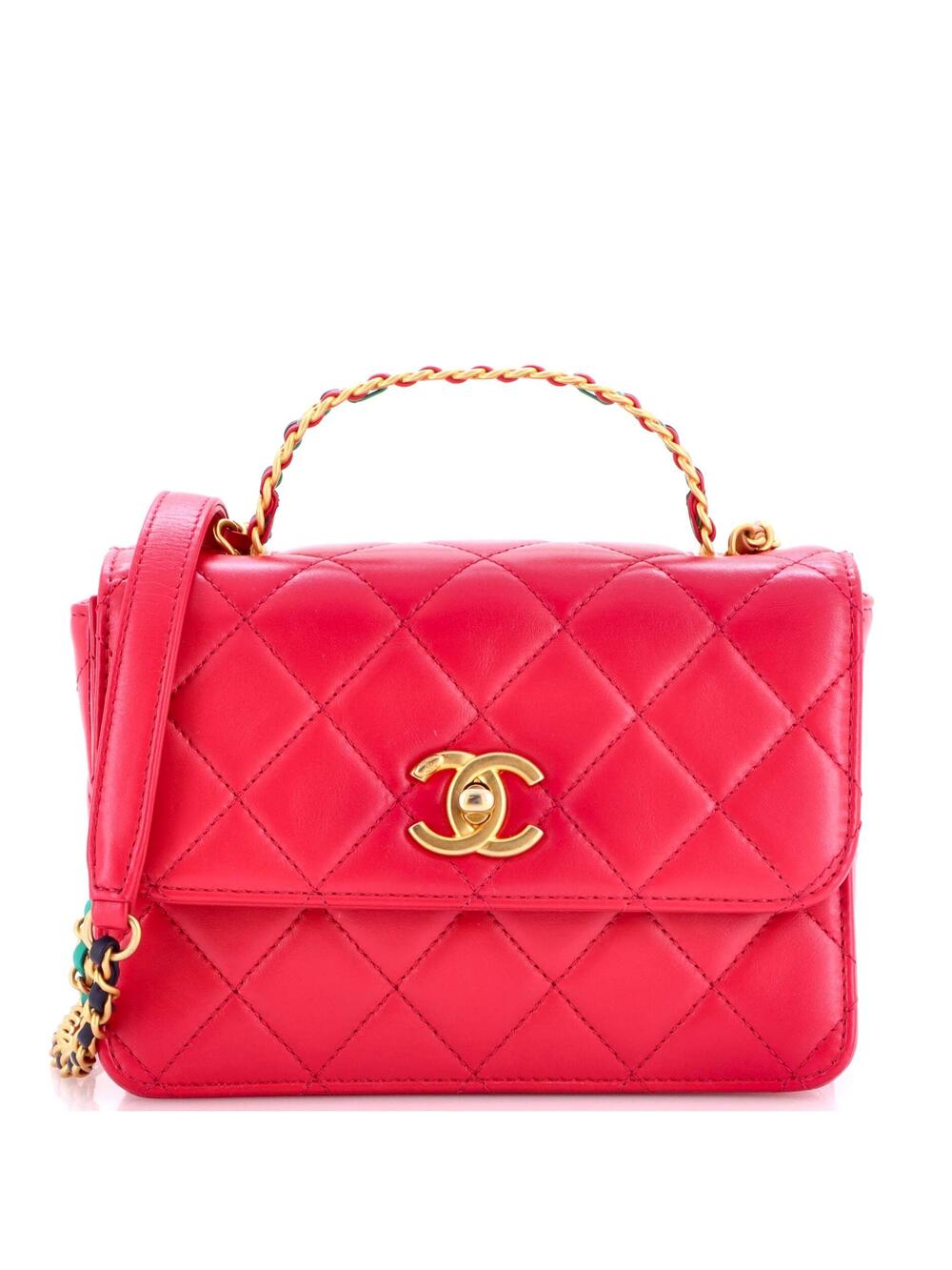Chanel Logo Links Top Handle Flap Bag #263605C49B